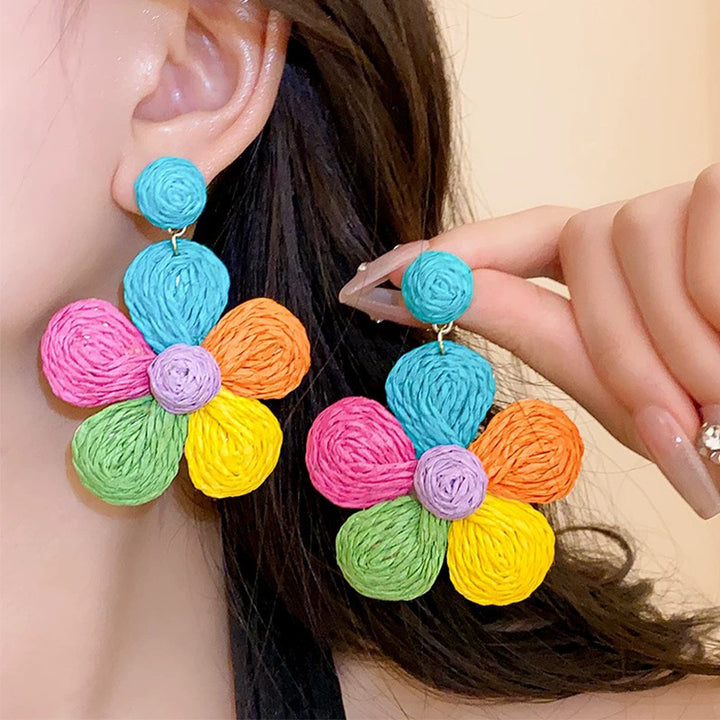 Boho Hand-woven Flower Earrings for Women