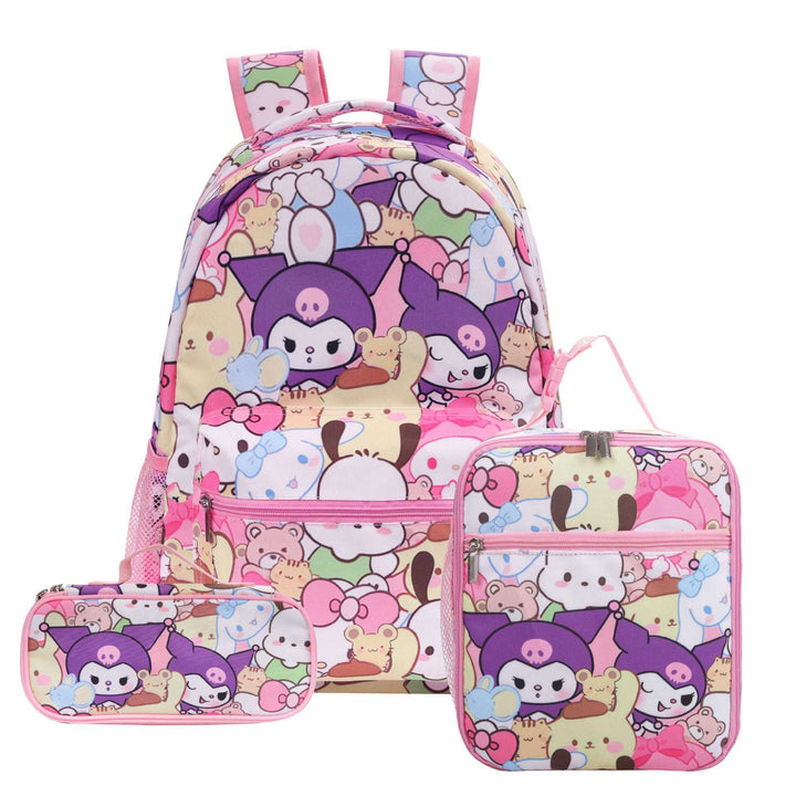 Stitch printed school backpack with lunch bag pencil bag