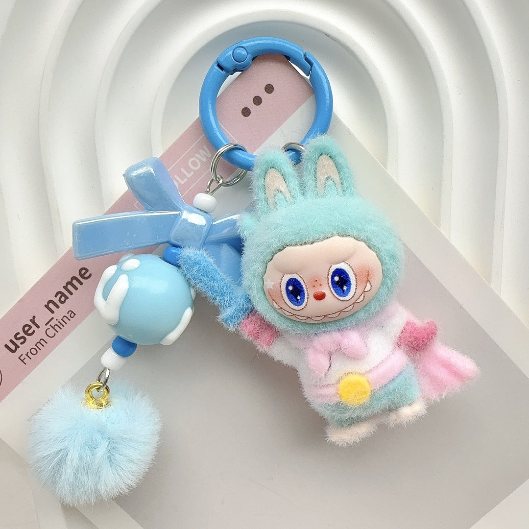 Flocked knight hero cute monster keychain bag charms