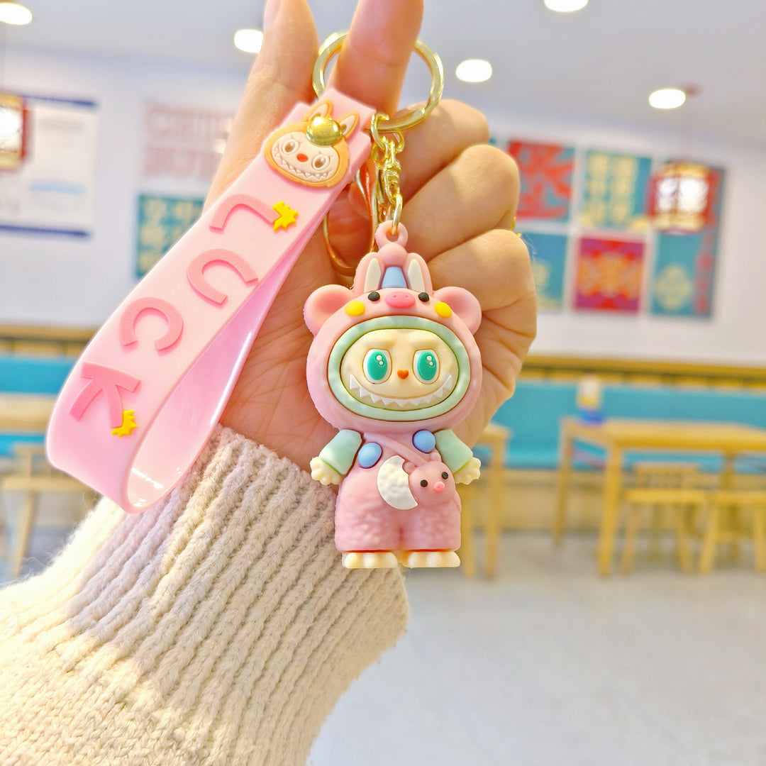 Dress-up Labubu cartoon keychain cute bag pendant small gift