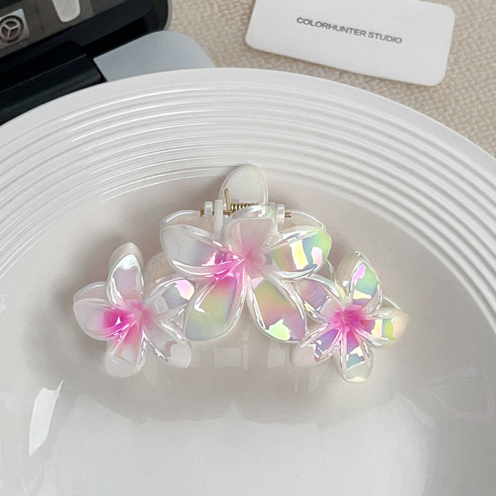 Colorful gradient flower hair shark clip for women