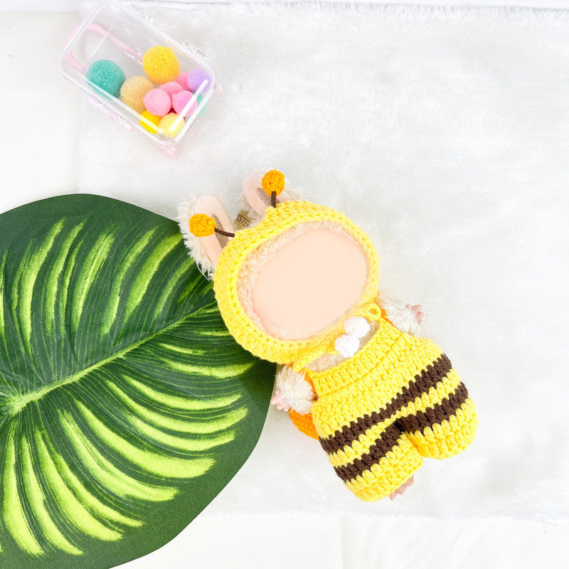Handmade crochet little bee costume for labubu