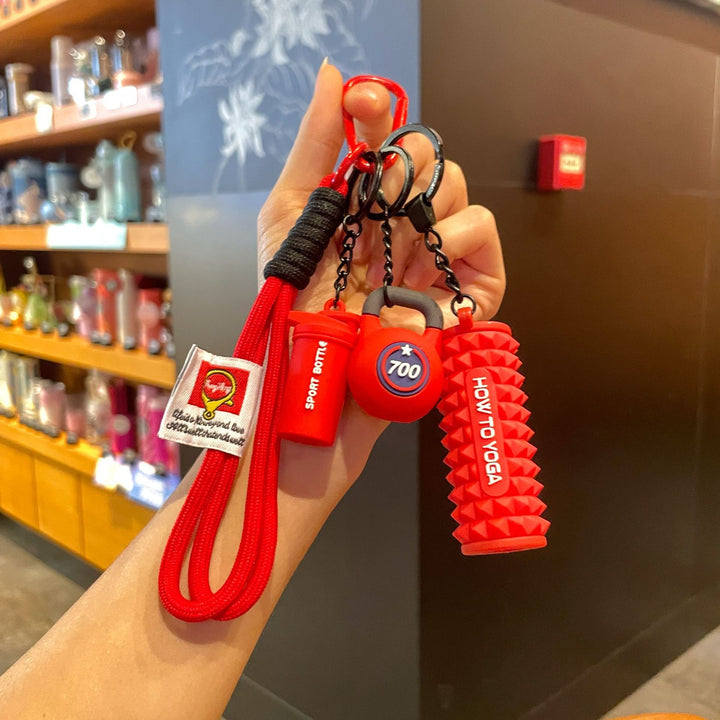 Fitness Series Silicone yoga foam roller Keychain Creative Gift