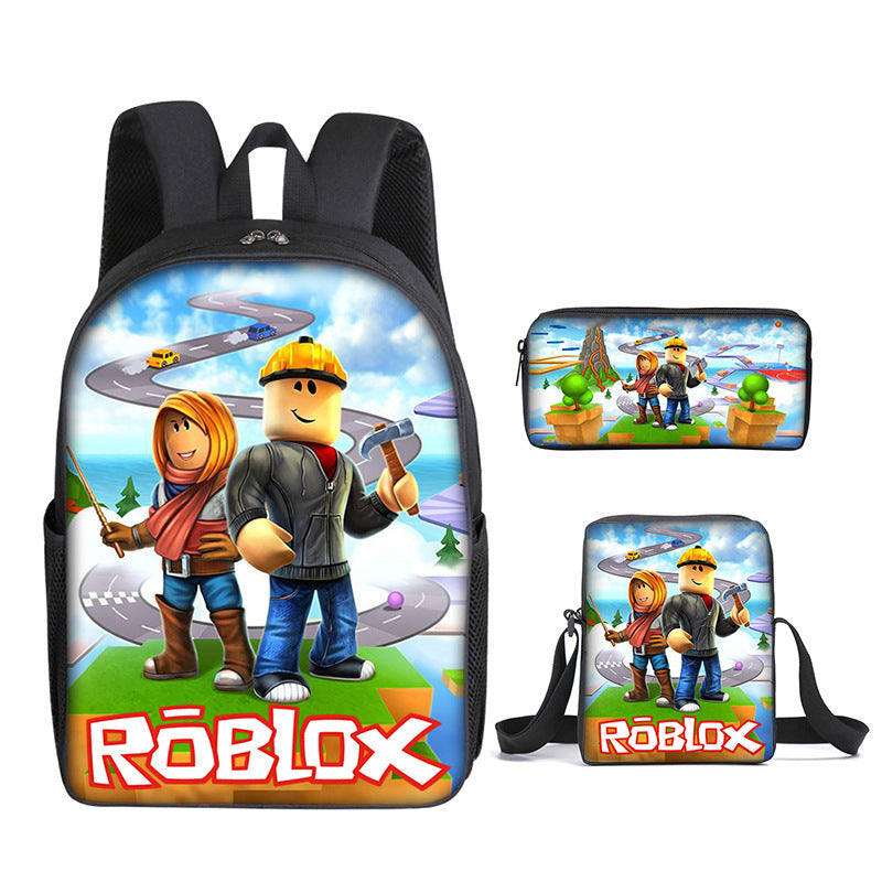 Roblox theme schoolbag students backpack 3pcs set