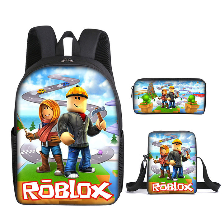 Roblox theme schoolbag students backpack 3pcs set