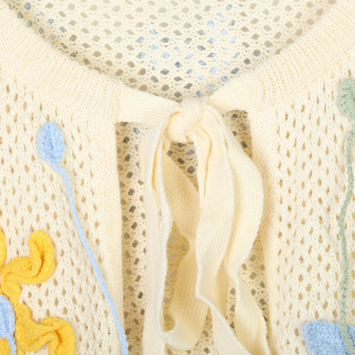 Hand-crocheted 3D flower Tassel knitted cardigan for women