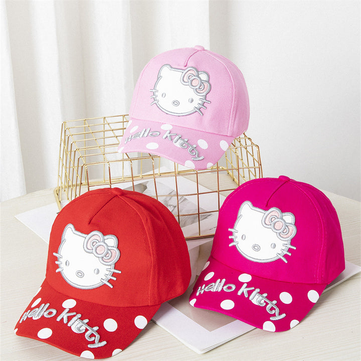 Girls summer kitten embroidered baseball cap