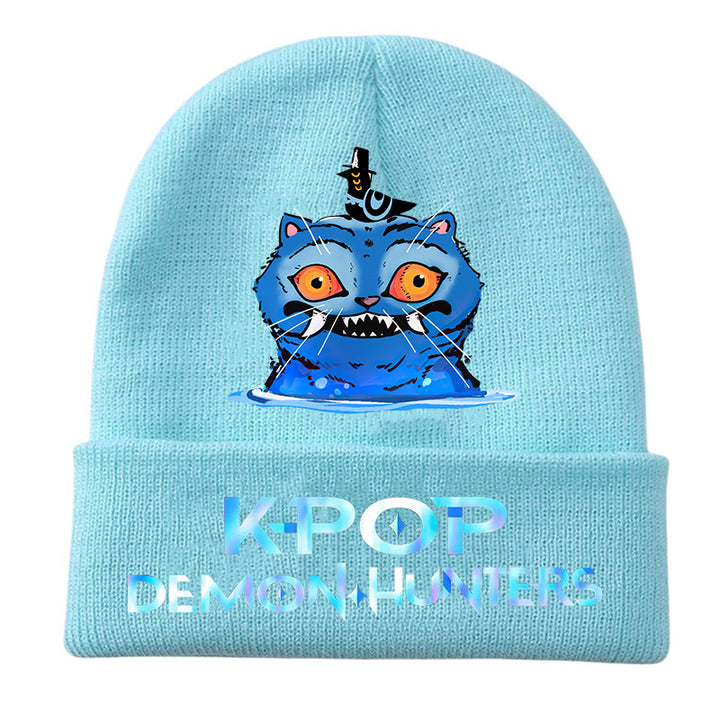 Kpop Demon Hunters knitted beanie hat-blue