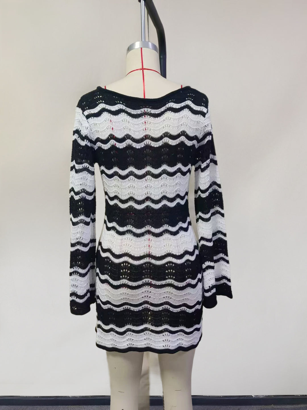 Striped Hollow Beach Swimsuit Cover Up