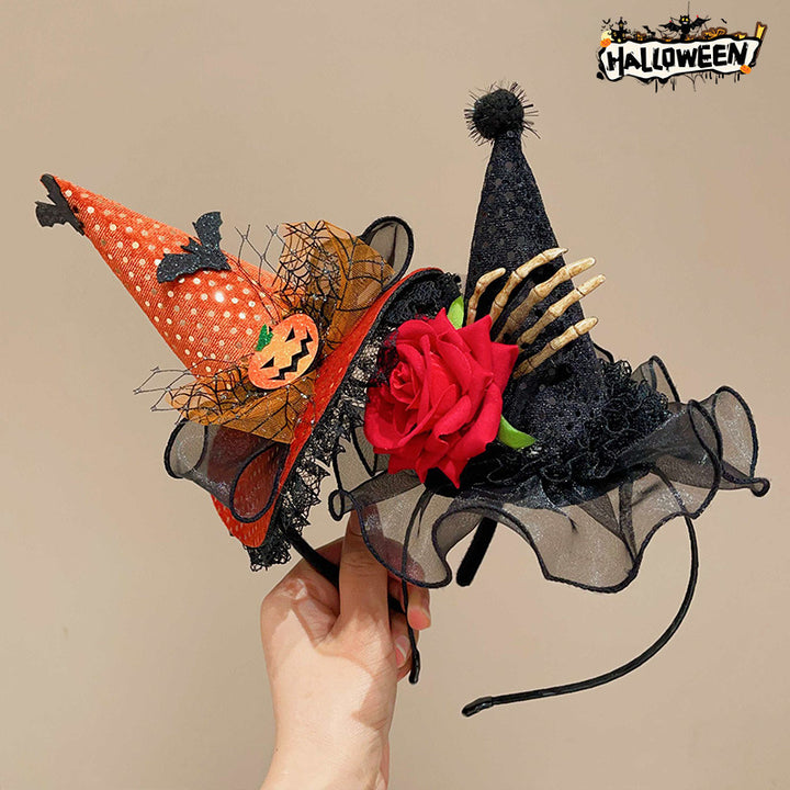 Halloween funny pumpkin witch hat headband for kids-2pcs set