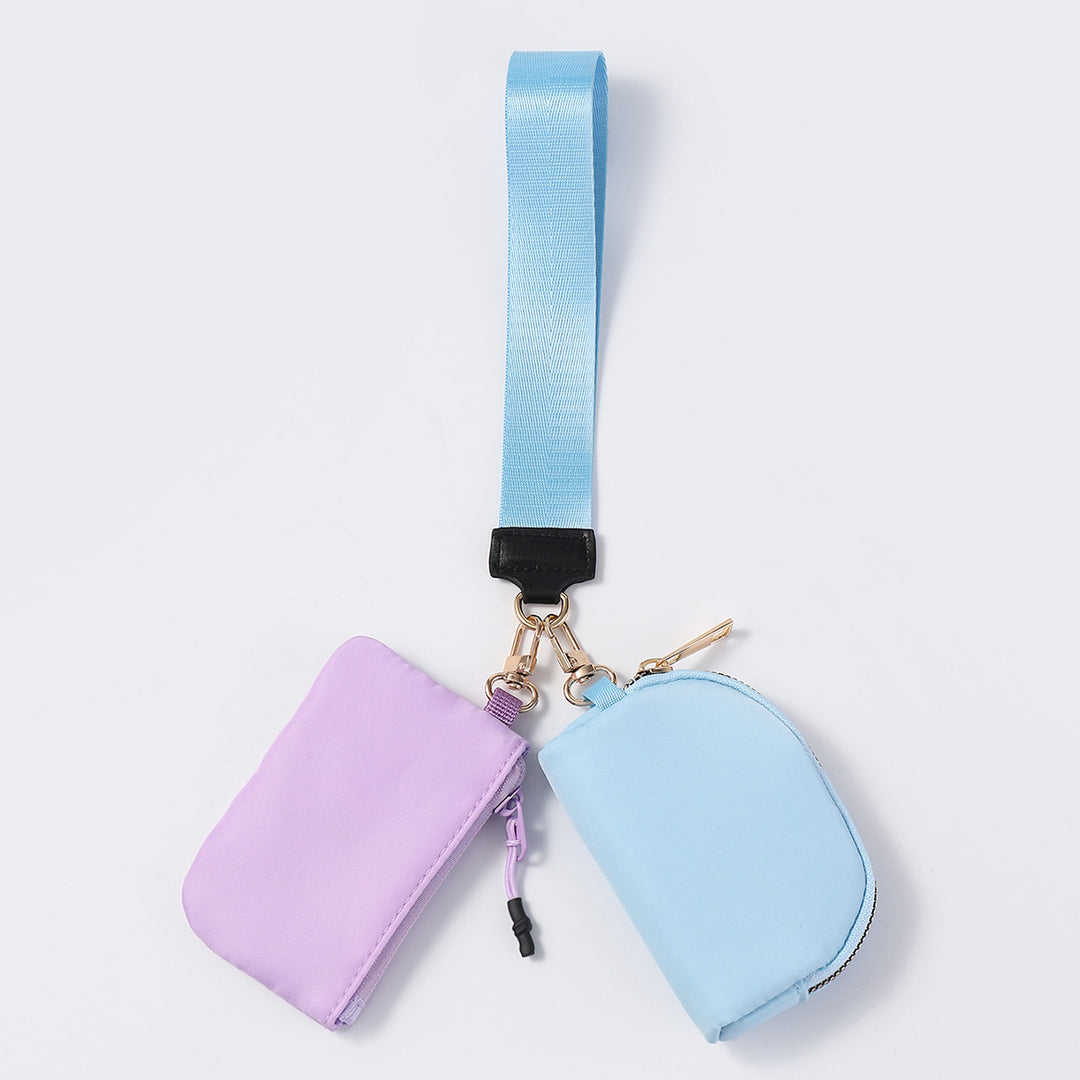 Dual Pouch Wristlet Portable Mini Coin Purse-blue