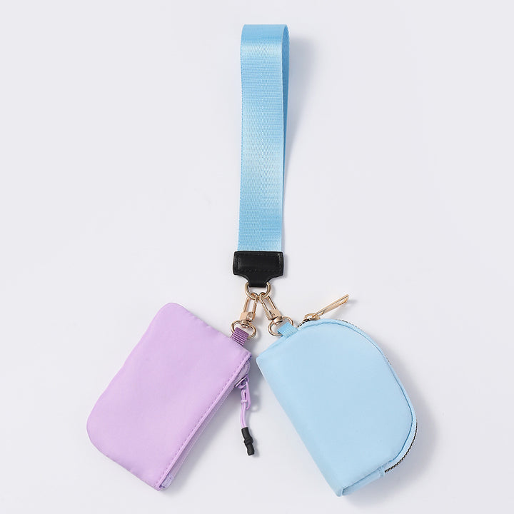 Dual Pouch Wristlet Portable Mini Coin Purse-blue