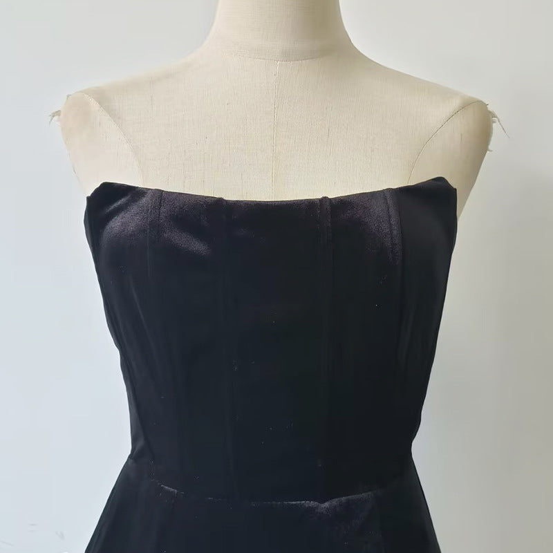 3D white rose flower hem tube top dress