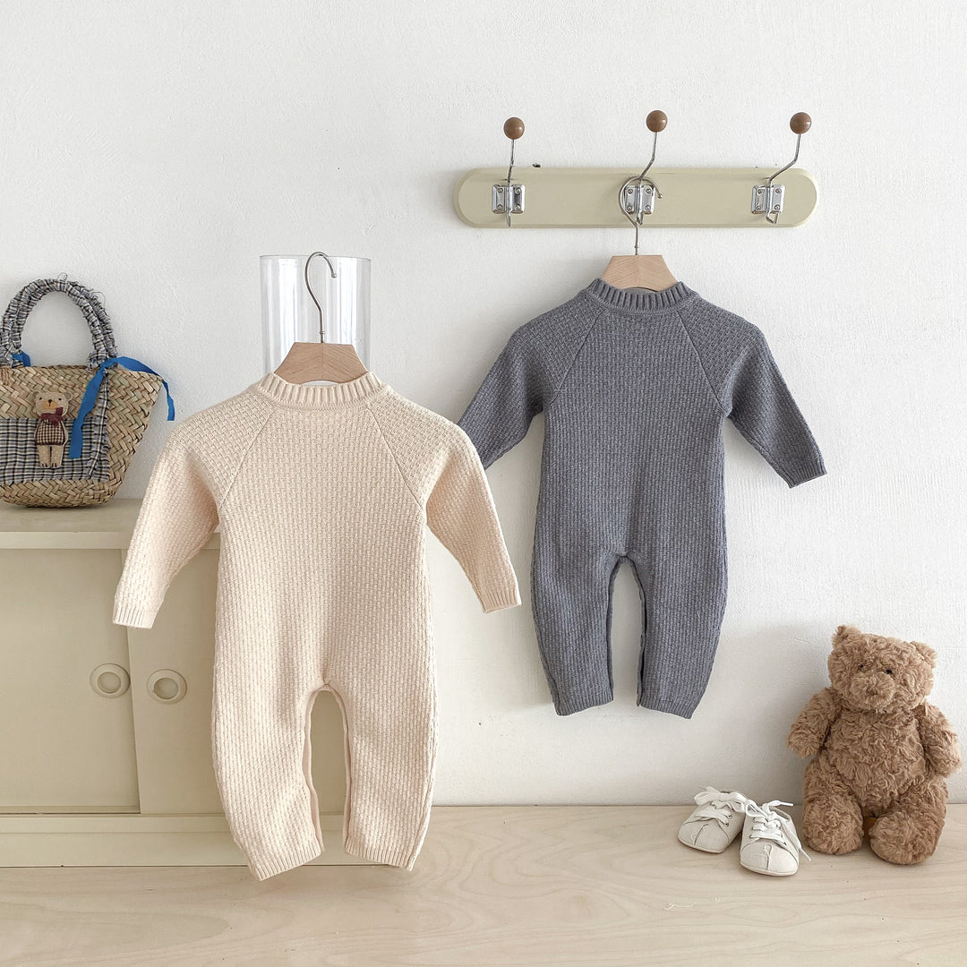 Baby raglan knitted warm romper jumpsuit