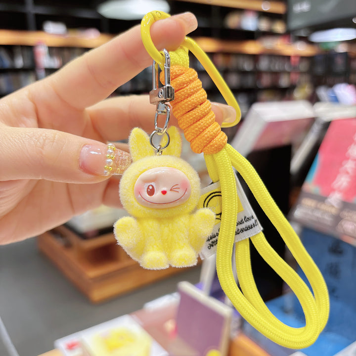 Labubu flocking keychain labubu pendant gift