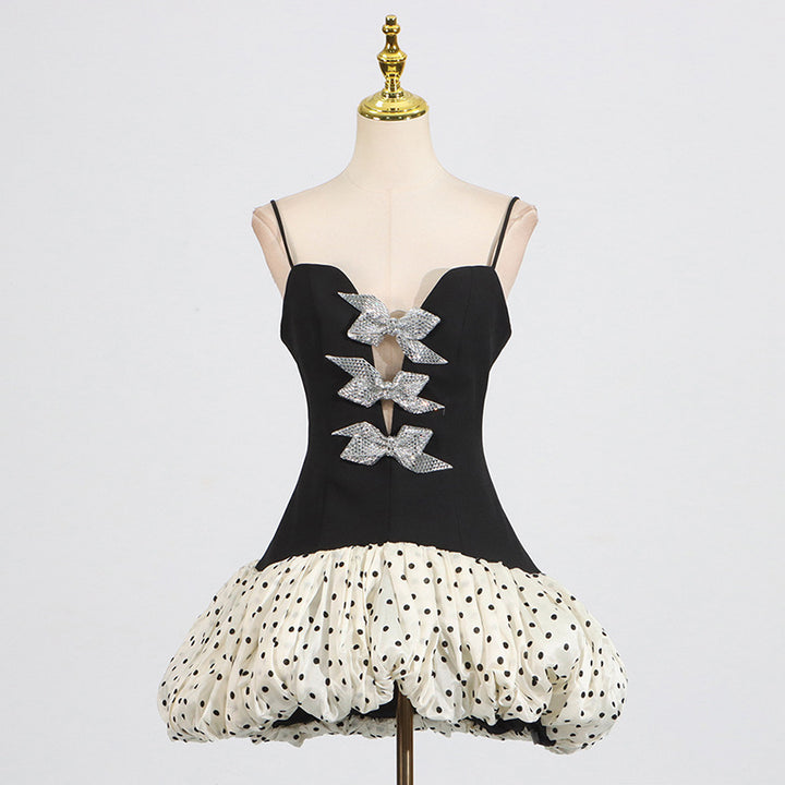 Women's Bow Polka Dot Flower Bud Short Skirt