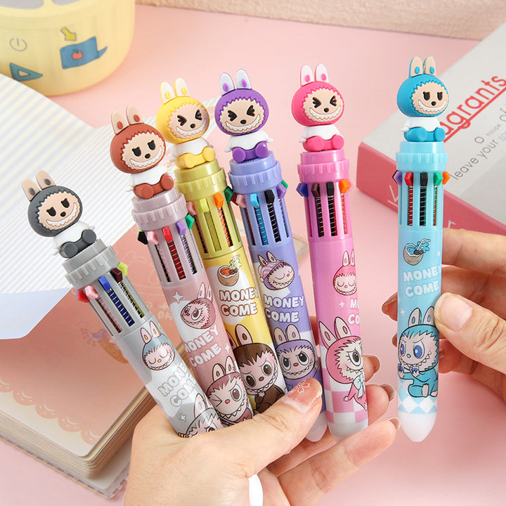 10colors Labubu ballpoint pen multi-color student pen-6pcs set