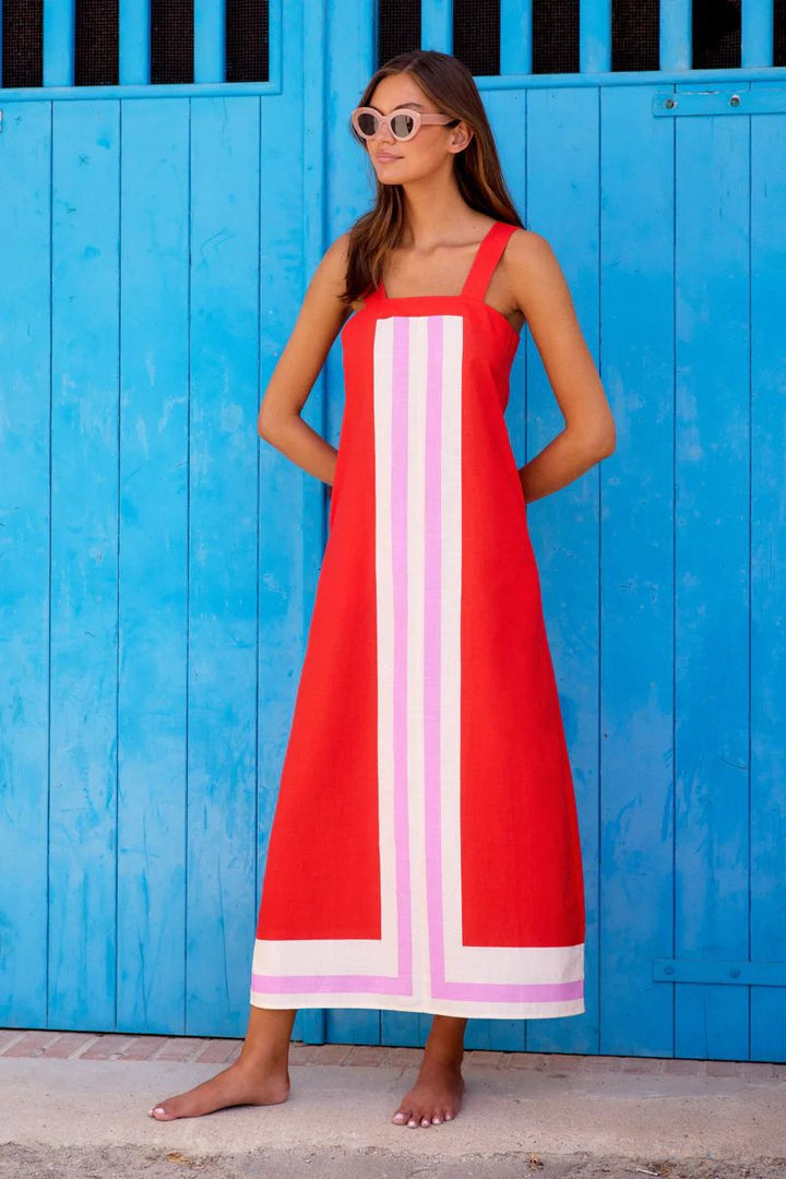 Color Block Square Neck Dress for vacation