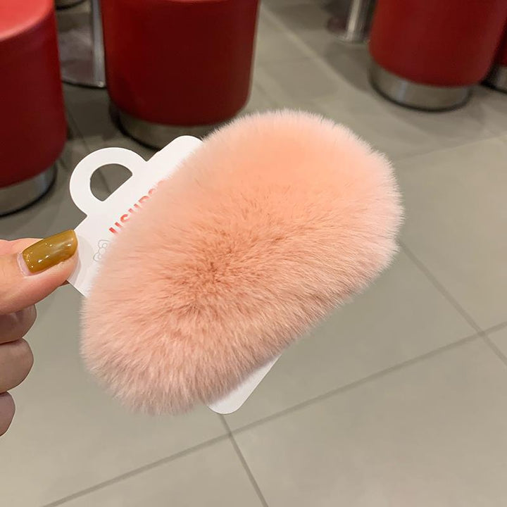 Furry plush hair clip for girls women