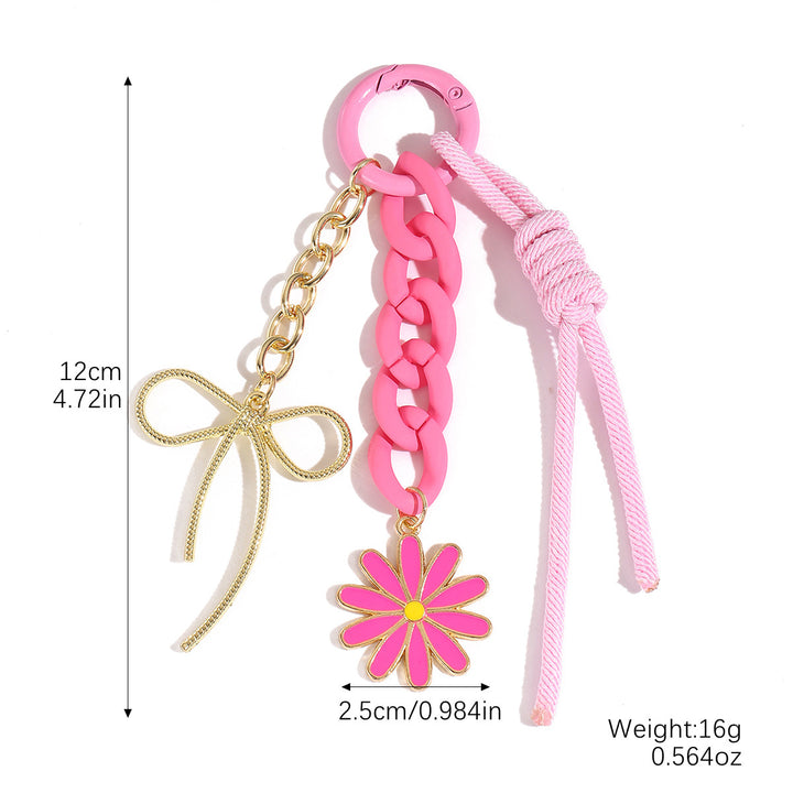 Bow&letter beaded pendant keychain charm gift