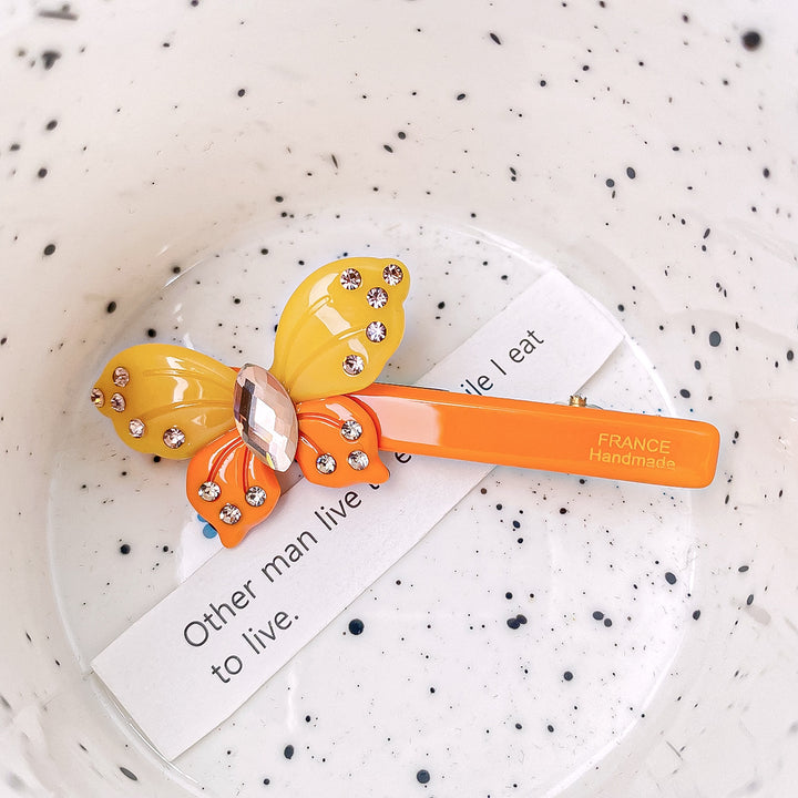 Diamond butterfly duckbill hair clip