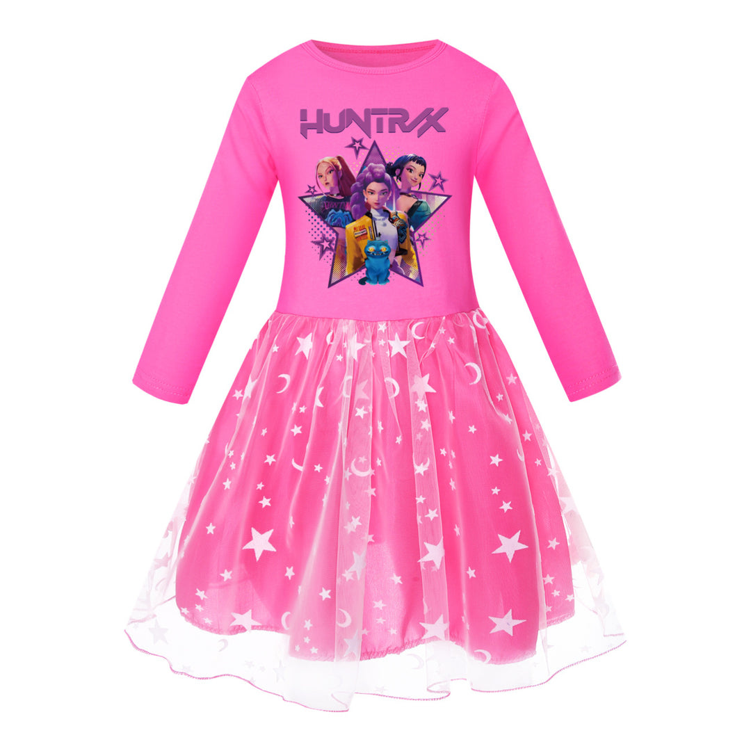 KDH K-pop inspired long sleeve tulle dress for girls