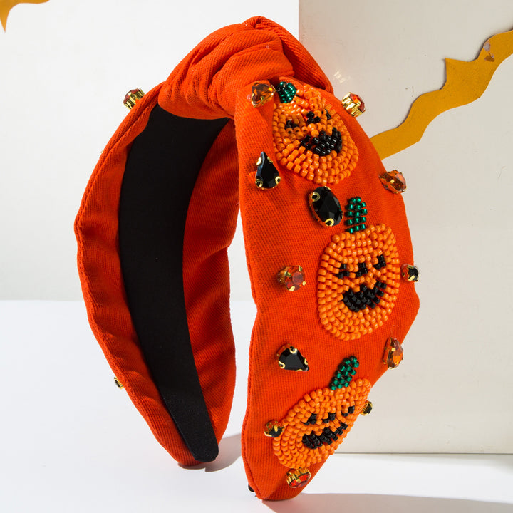 Handmade Rice Beads Cute Pumpkin Ghost Headband for Halloween