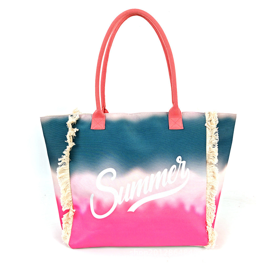 Summer Tassel large-capacity beach tote bag