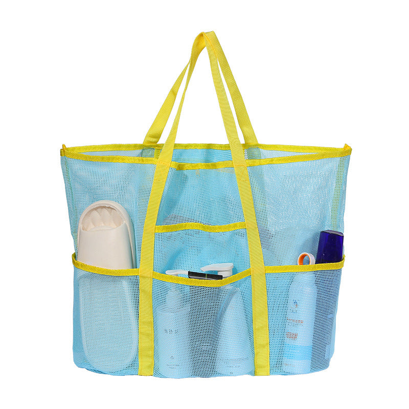 Contrast color mesh hollow beach bag
