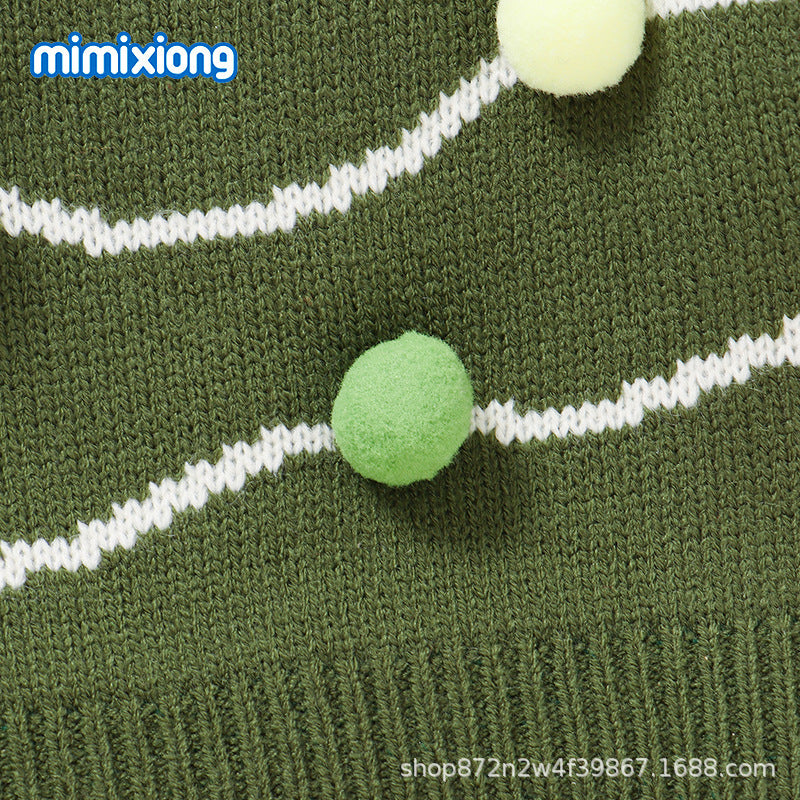 Baby Toddler Christmas Tree Pom Pom Knit Sweater