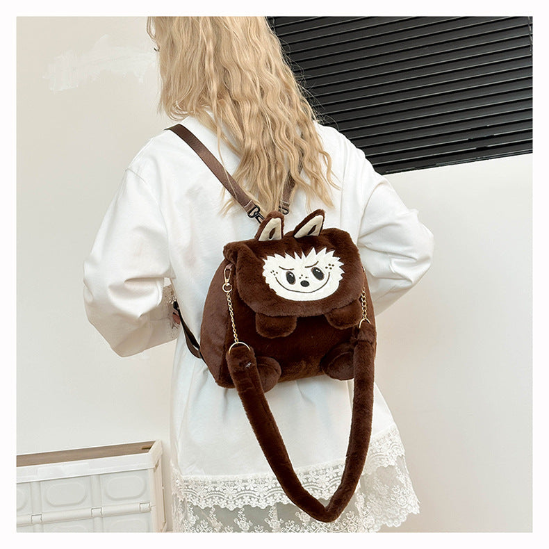 Labubu plush bag large capacity outing shoulder bag backpack
