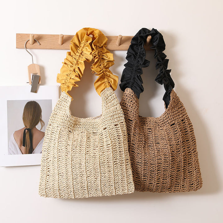 Fungus lace straw bag seaside holiday beach bag