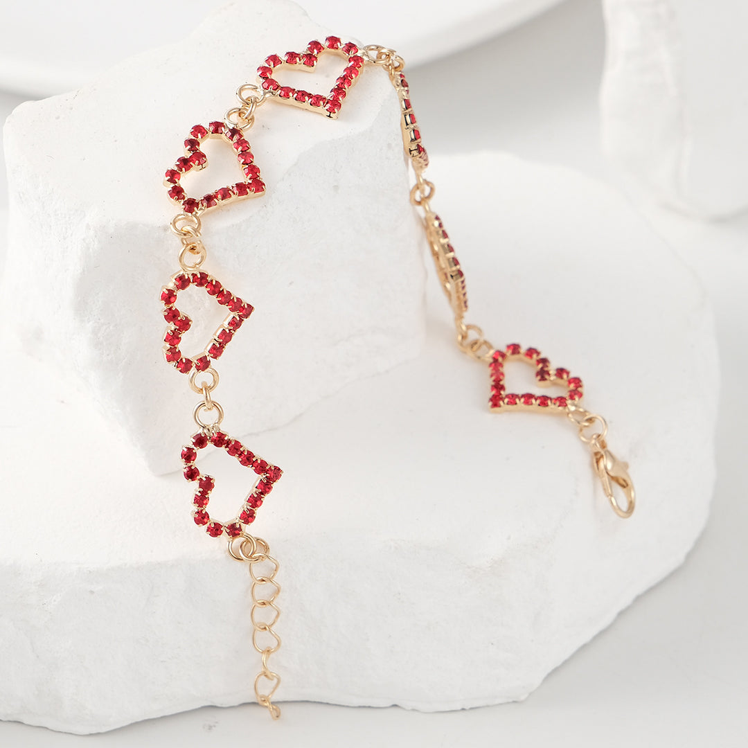 Valentine's Heart-shaped rhinestone bracelet for women