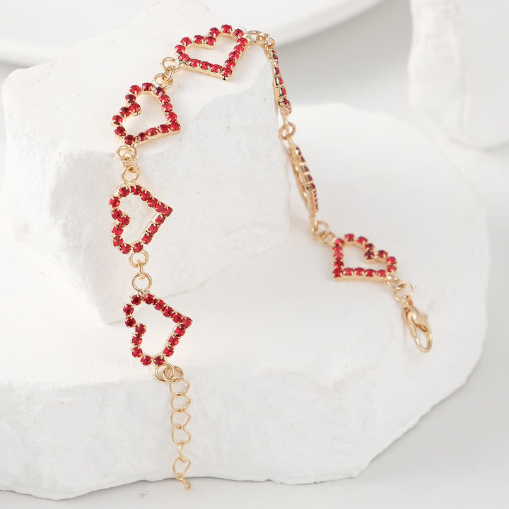 Valentine's Heart-shaped rhinestone bracelet for women