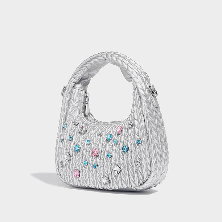 Niche design pleated cloud bag diamond handbag