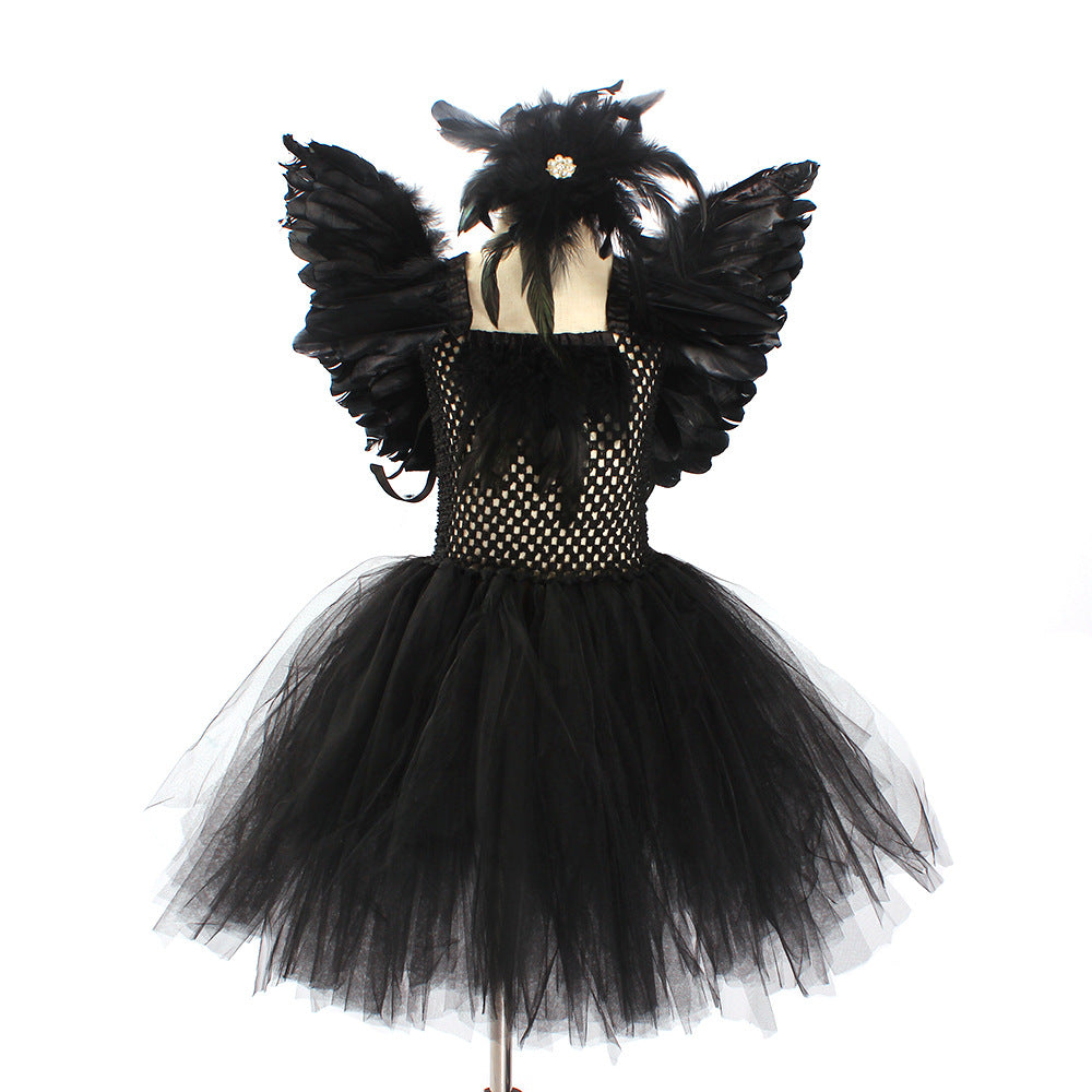 Halloween black swan dress for girls Halloween costume