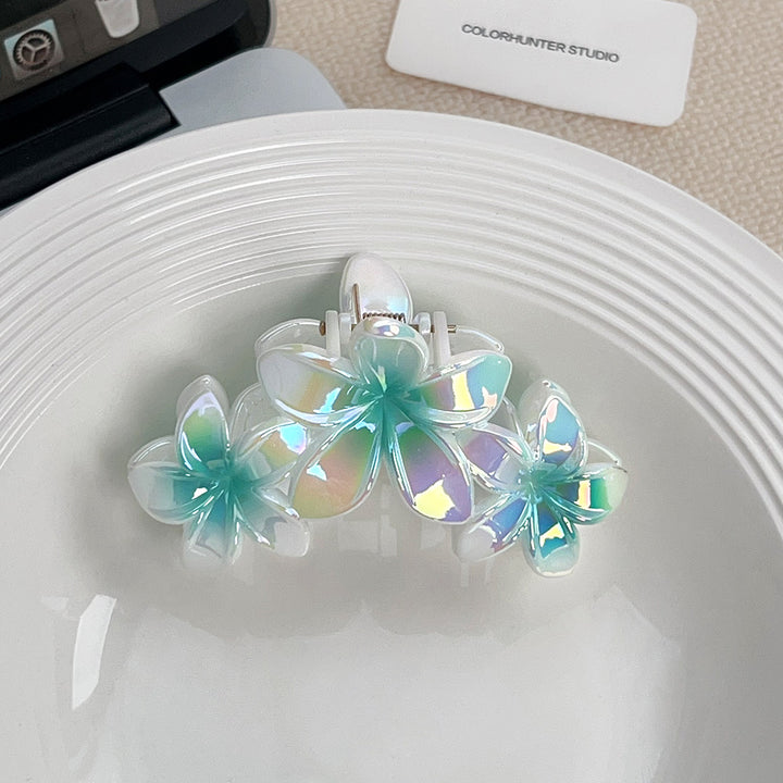 Colorful gradient flower hair shark clip for women