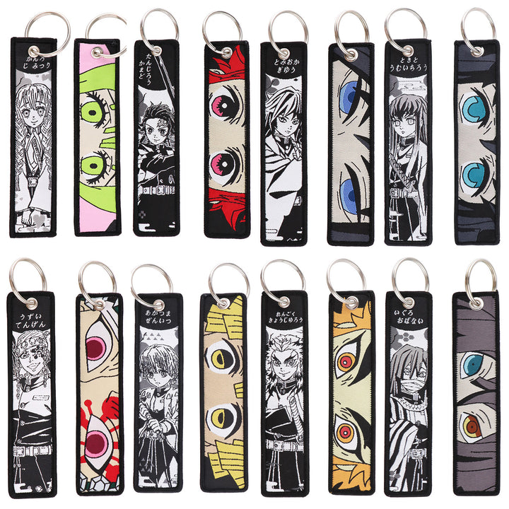 Demon Slayer Woven Label Fabrics keychain bag pendant