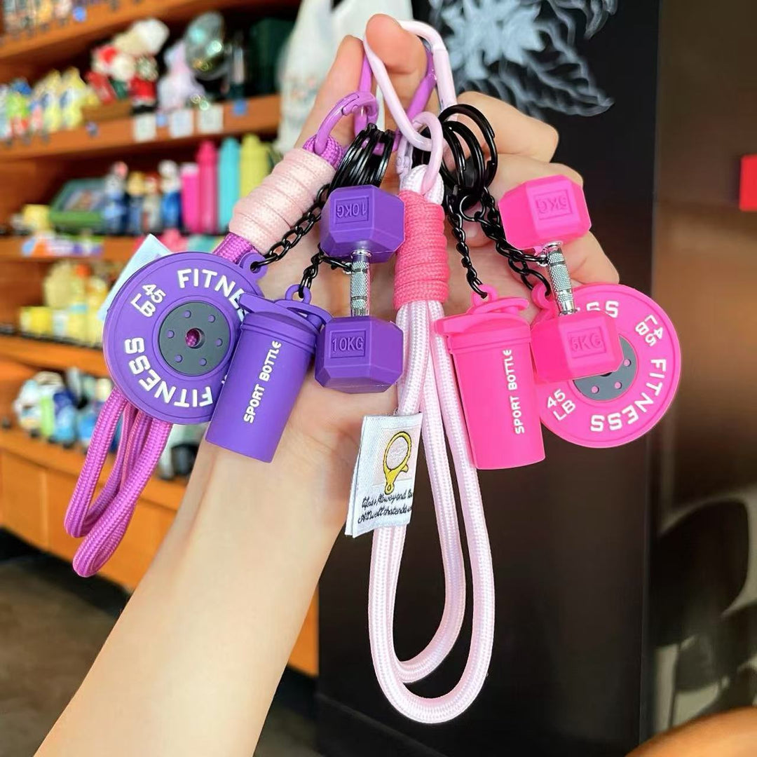 Fitness Series Silicone Dumbbell Keychain Creative Gift