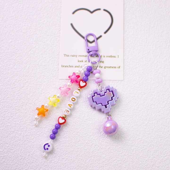 LOVE heart-shaped car keychain with sweet letter beads