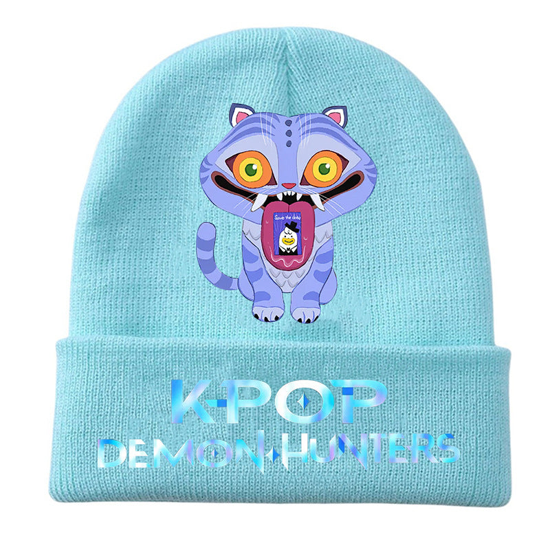 Kpop Demon Hunters knitted beanie hat-blue