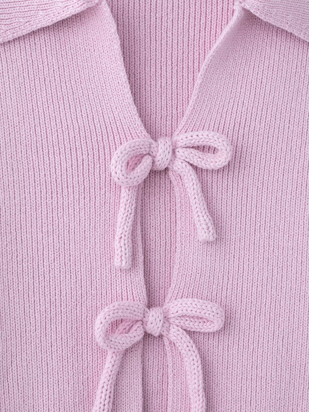Bow deco short-sleeved slim-fit knit top