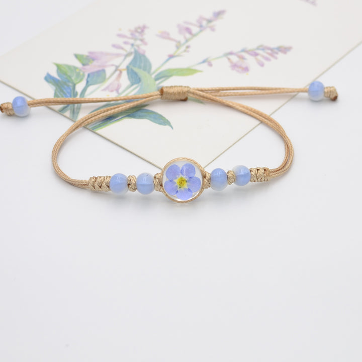 Handmade Dry Flower Bracelet Glass Ball Charm Bracelet