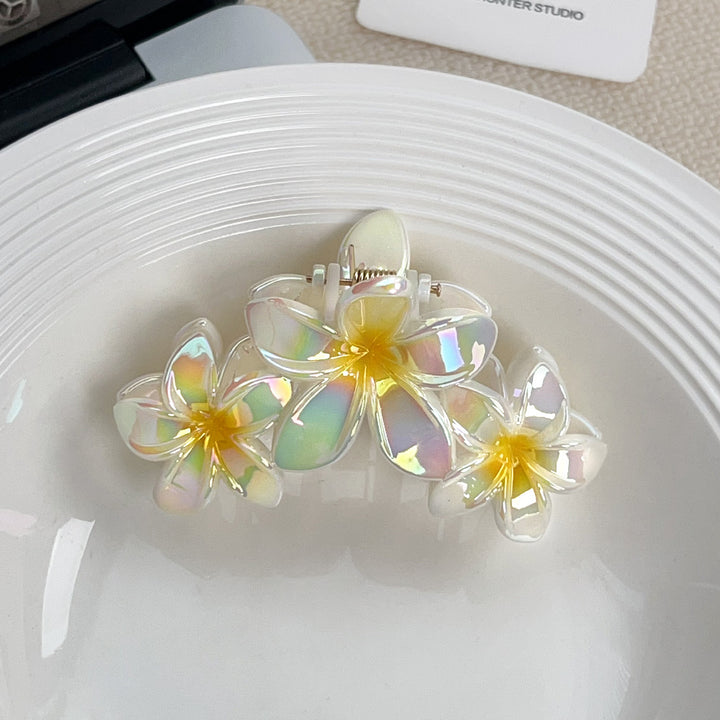Colorful gradient flower hair shark clip for women