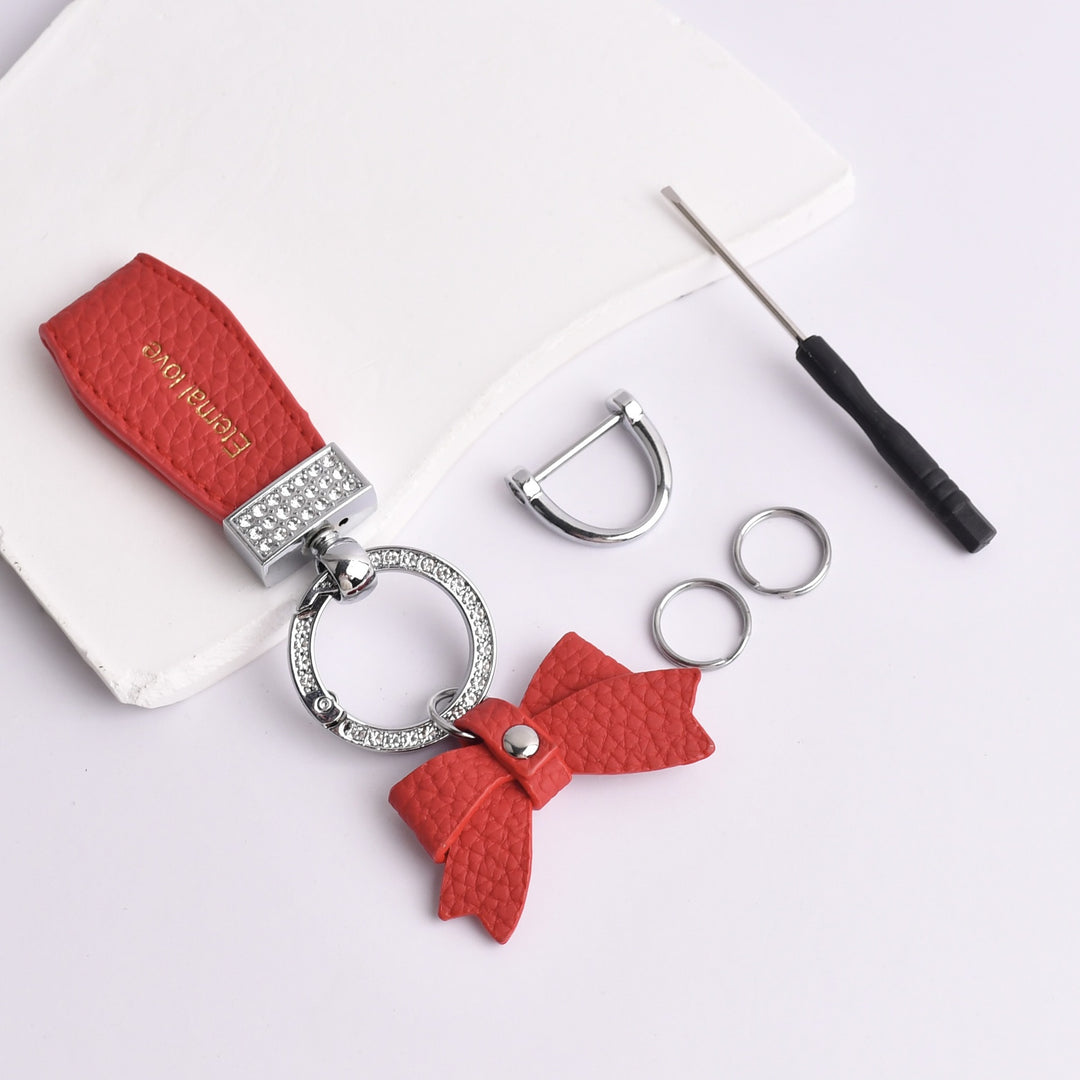 Bow diamond keychain ladies bag decorations pendant
