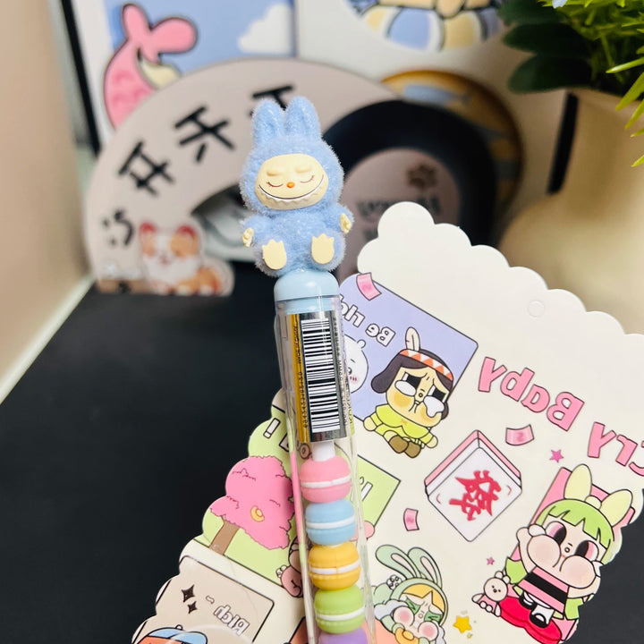 Labubu flocking deco gel pen cute student creative labubu pen