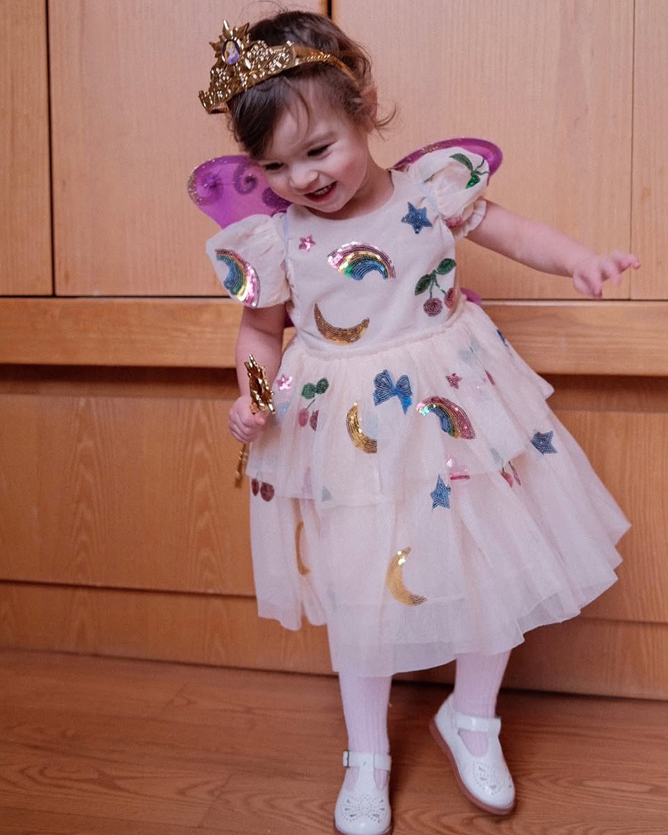 Rainbow sequin fairy tale dream tutu puff dress for girls-preorder