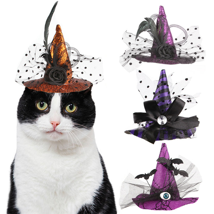 Halloween pet witch hat Puppy Kitten Halloween party dress up