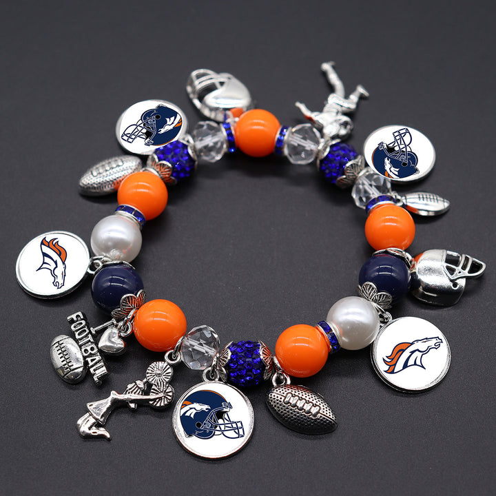 Football Game Day Alloy pendant beaded bracelets