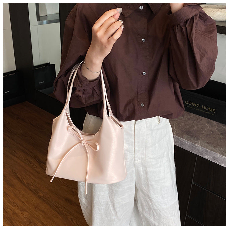 Bowknot PU leather large capacity shoulder bag